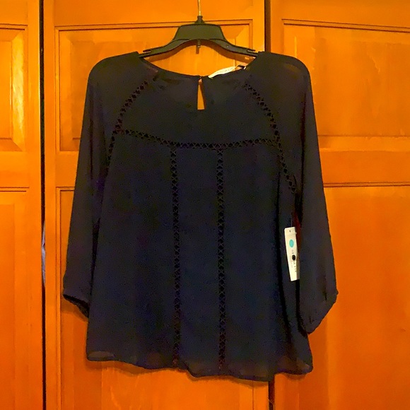 Navy Collective Concepts 3/4 Length Detailed Top - Picture 1 of 7